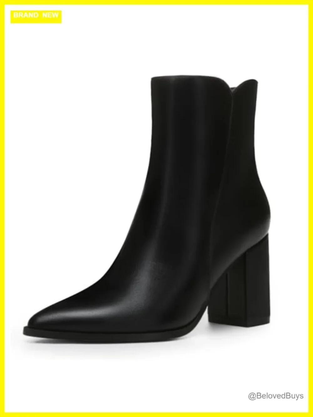 Chunky High Heel Pointed Toe Ankle Booties with Side Zipper
